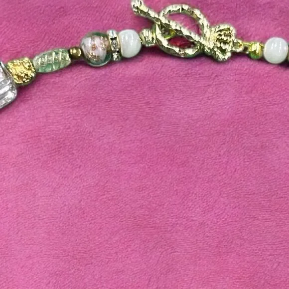 Rare One of a Kind Handmade Necklace w/ Graffiti & Gold Murano Glass Beads 18kGP - Picture 8 of 8